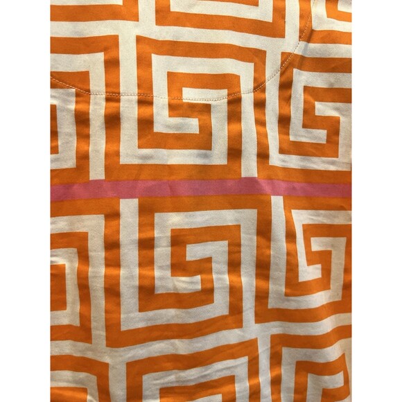 Tizzie Shirt Women L Orange Pink Geometric Print Button Down Long Sleeve Stretch - Picture 6 of 9